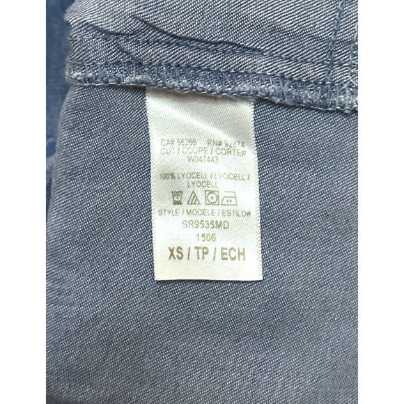 SPLENDID Chambray Romper Vintage Style 90's Y2K Drawstring Small V-Neck Blue - Picture 10 of 11